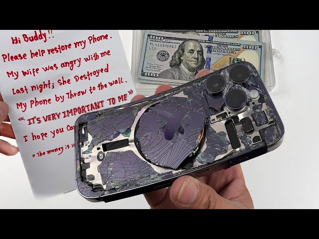Teardown!😭 His wife Destroyed his phone - iPhone 14 Pro Cracked Restoration