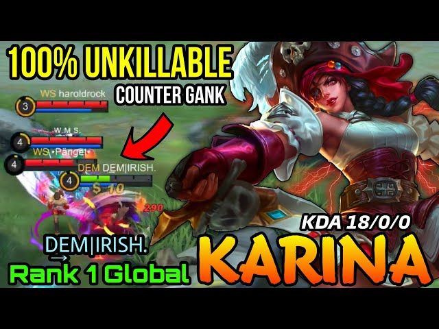 Black Pearl Karina 18 Kills 100% Unkillable Plays - Top 1 Global Karina by D͢͢͢EM|IRISH. - MLBB