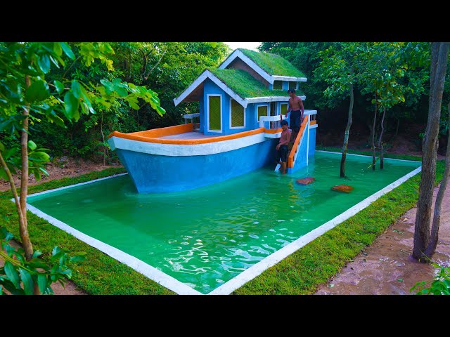 [Full Video]:Build The Most Creative Modern boat villa house & Swimming Pool Around boat