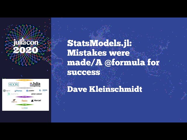JuliaCon 2020 | StatsModels.jl: Mistakes were made/A `@formula` for success | Dave Kleinschmidt
