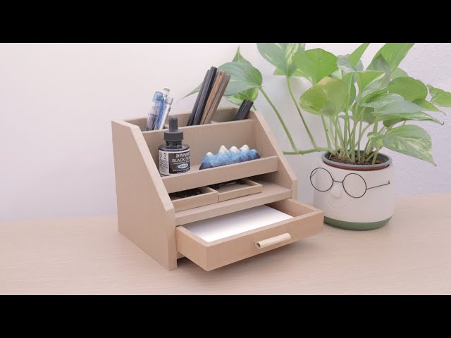 How to make a Desktop Organizer with ONLY cardboard! Let's upcycle!