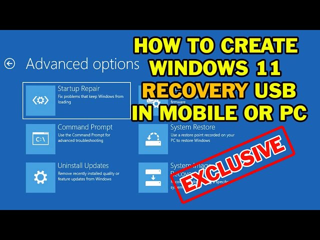 How to Create Windows Recovery USB on Mobile or PC | Free System Image Recovery Windows 10 & 11