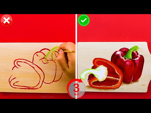 Acrylic Painting Peppers on Wood | Easy Painting for beginners 😍 | Acrylic Painting Techniques