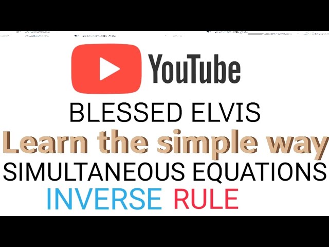 Inverse Rule ( Simultaneous equations)