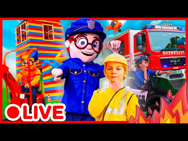 🔴 LIVE | TRUCKS, POLICE CARS AND SLIDES 🚓🚛 Kids pretend play compilation