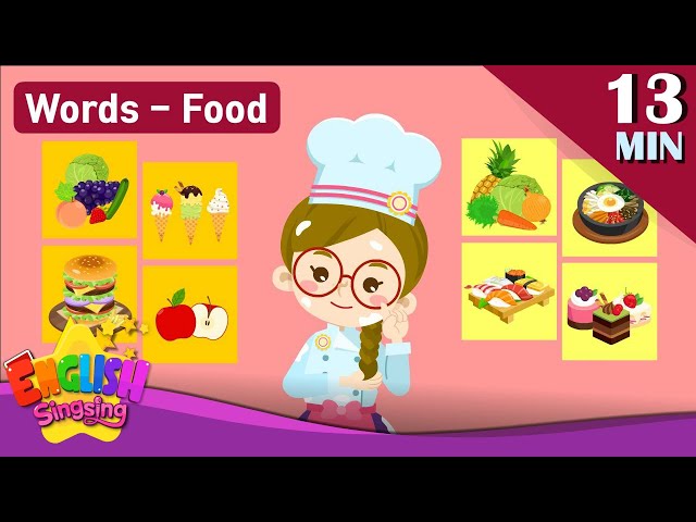 Kids vocabulary Theme "Food" - Fruits & Vegetables, World food, Dessert - Words Theme collection