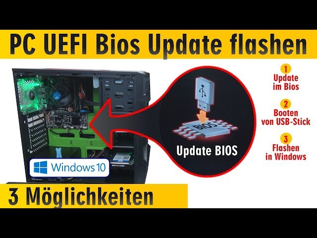 PC Bios Update Flash - UEFI Mainboard aktualisieren | brennen Windows 10 USB-Stick - [4K]