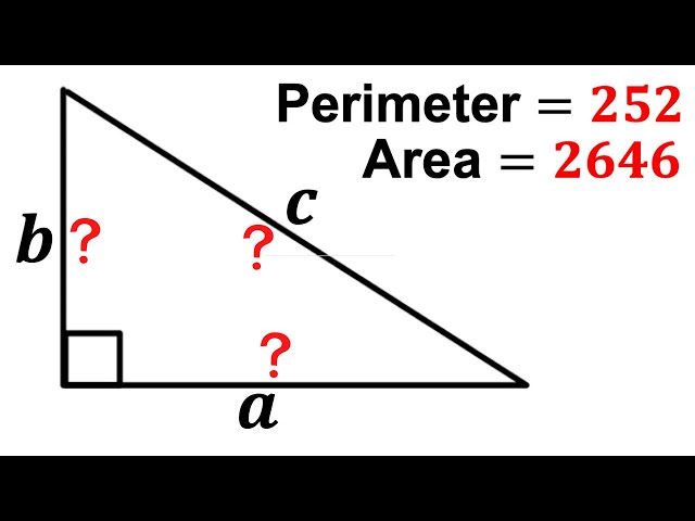 Calculate side lengths of the right triangle | Area and Perimeter are known | Geometry Olympiad