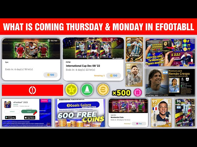 What Is Coming On Thursday And Monday In eFootball 2023 Mobile | Free Coins & New Packs