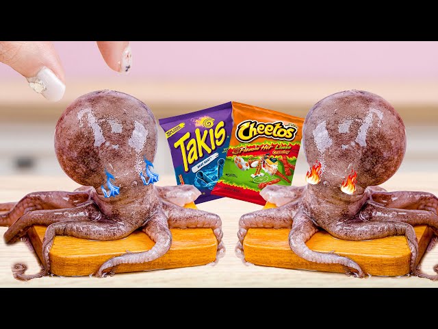 Cooking Miniature Octopus Takis Vs Cheetos Challenge🐯 | Yummy Seafood Recipe ByYummy Bakery Cooking