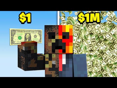 I Became a MILLIONAIRE with ONE Dollar in Minecraft...