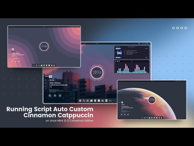 Demo Running Script Auto Customize Cinnamon Desktop with Catppuccin on Linux Mint 21.3 Cinnamon