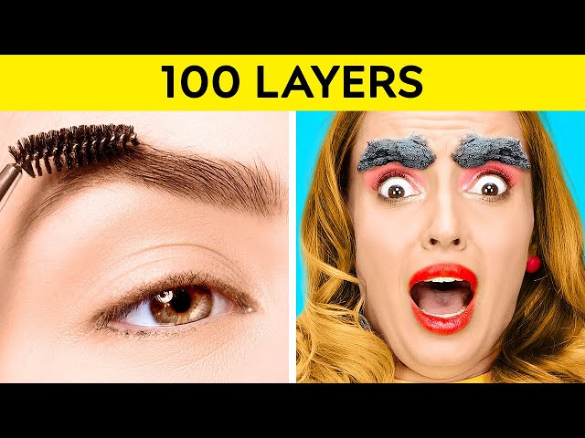 100 LAYERS CHALLENGE! Best 100+ Makeup, Nails, Lipstick Layers! Funny moments by 123 GO! CHALLENGE