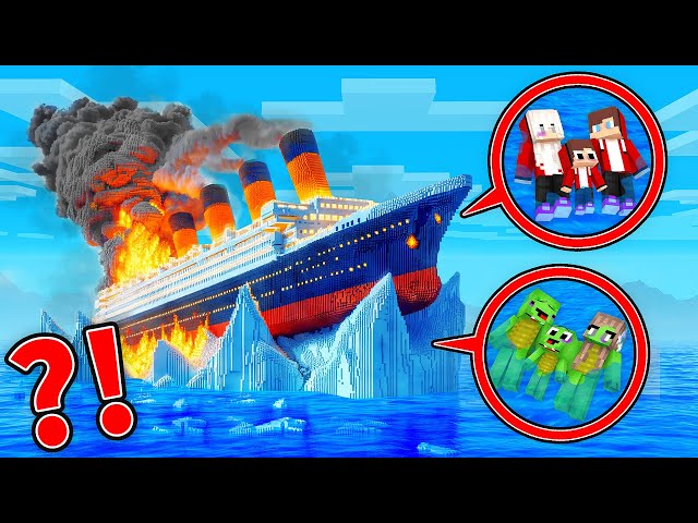 JJ and Mikey Survive SHIP CRASH Into ICEBERG in Minecraft - Maizen