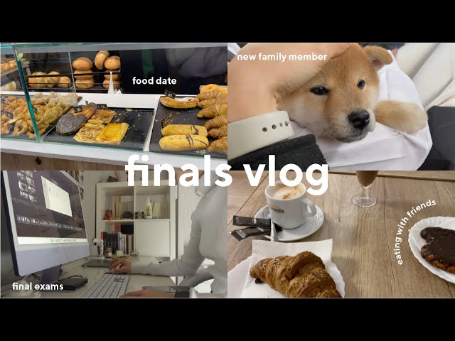 finals week vlog | final exams, food date, eating with friends & new member of the family