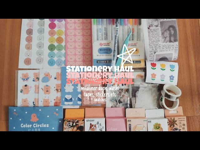 Stationery Haul 💖 | unboxing, mildliner dupe, washi tapes, stickers etc