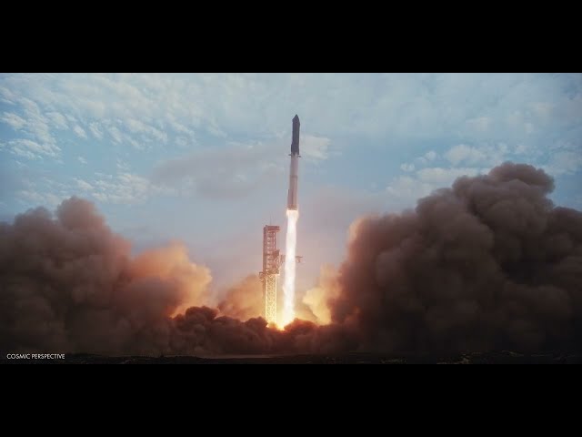 Starship Flight 3 - Cinematic Liftoff Slowmo and Incredible Audio