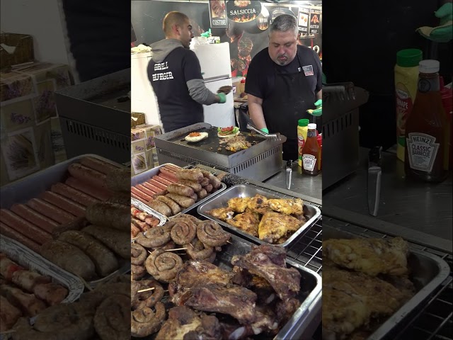 Italian Juicy Sausages and Big Burgers. Street Food of Italy