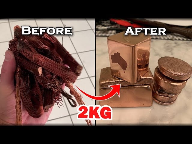 Custom COPPER 2KG Ingots From Scrap Metal Wire & Electro Etching - Melting PURE Copper At Home