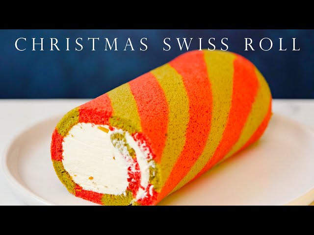 How to make Christmas Swiss Roll, Double Flavor Matcha Red velvet