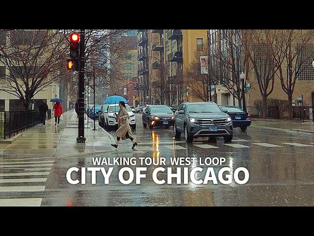 [Full Ver.] Rainy Day in Chicago, West Loop, Fulton, Greek Town, Madison Street, Rain & City Sounds
