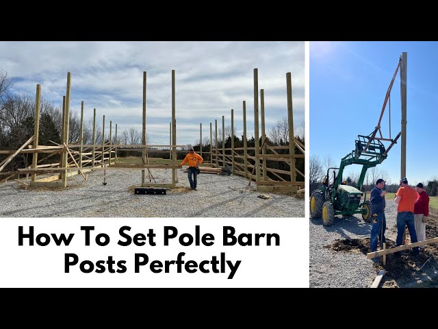 DIY Pole Barn Construction #10: Setting Posts & Pouring Concrete With John Deere 5065E