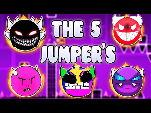 "THE 5 JUMPERS" !!! - GEOMETRY DASH BETTER & RANDOM LEVELS