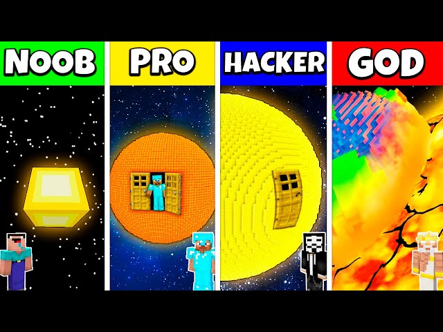 Minecraft Battle: NOOB vs PRO vs HACKER vs GOD: INSIDE SUN PLANET HOUSE BUILD CHALLENGE / Animation