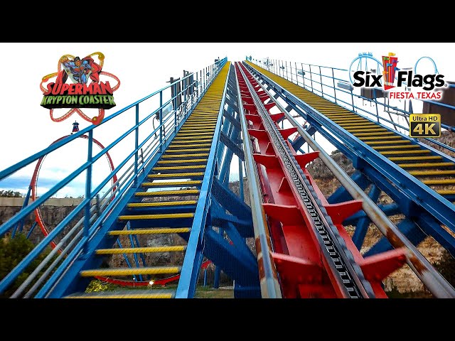 September 2023 Superman Krypton Coaster On Ride Front Row 4K POV Six Flags Fiesta Texas