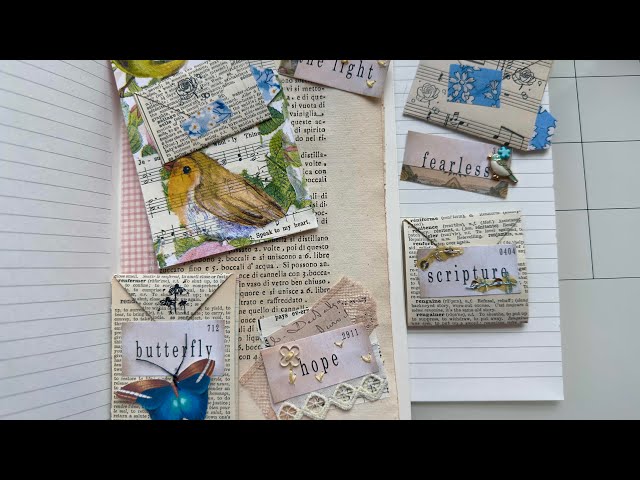 Easy Junk Journal using a composition notebook  - creating with mini flash cards @RaindropLila7 dt