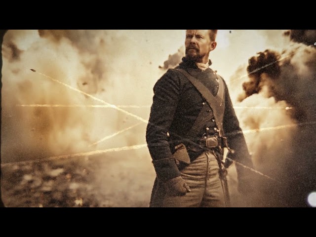 AI generated movie with a soldier from 1864, with smoke effects and Motion-graphics Bullet-Trail