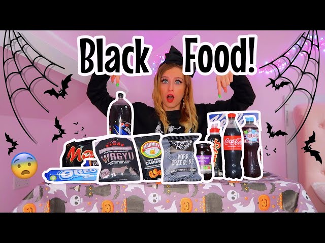 I only ate BLACK Food for 24 Hours Challenge!!😱👻🕷🖤 *YIKES....😰* | Rhia Official♡