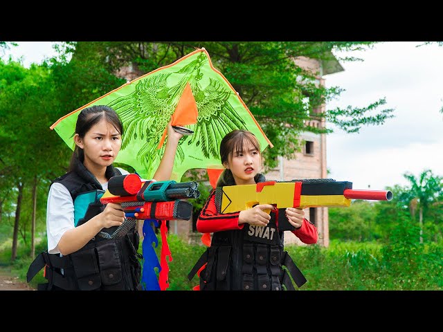 Xgirl Nerf Films Seal X Girl go fly a Kite Cherry Warriors Nerf Guns Criminal Alibaba Stealing Kite