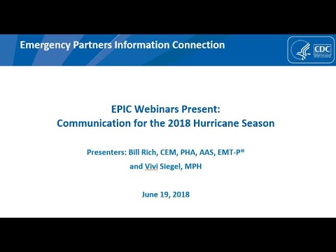 Emergency Partners Information Connection (EPIC) Webinars