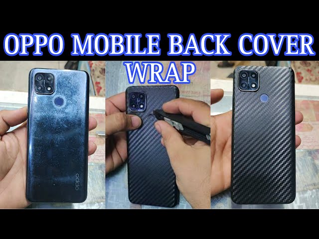 Oppo mobile back cover wrap with black carbon fiber