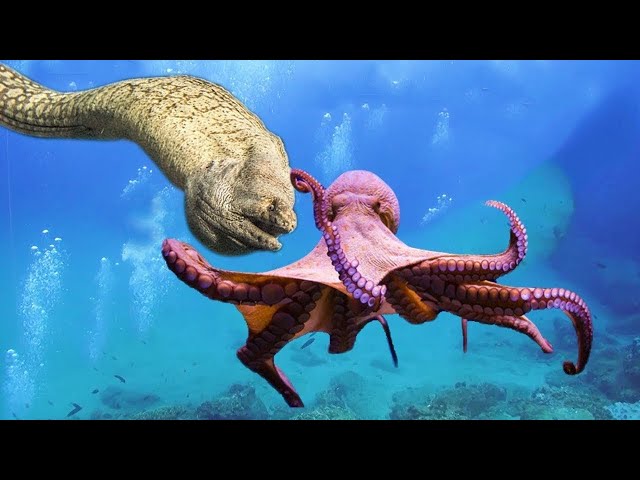 Amazing Fierce Battle Between Moray Eel and Octopus - Dangerous Hunting In Deep Sea