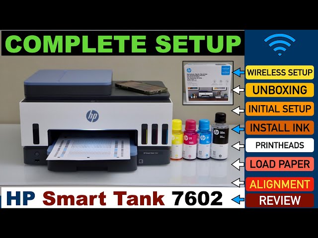 HP Smart Tank 7602 Setup, Fill Ink Tank, Printheads, Alignment, Wireless Setup, HP Smart App, Review