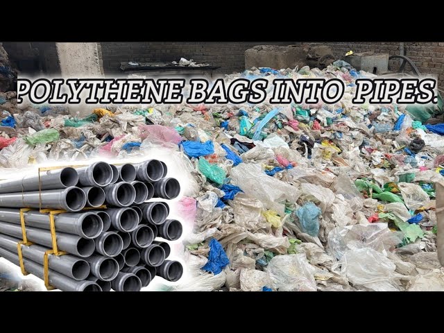 CREATING PIPE FROM RECYCLING OF POLYTHENE BAGS | Recycling of plastic bags | Inside the pipe factory