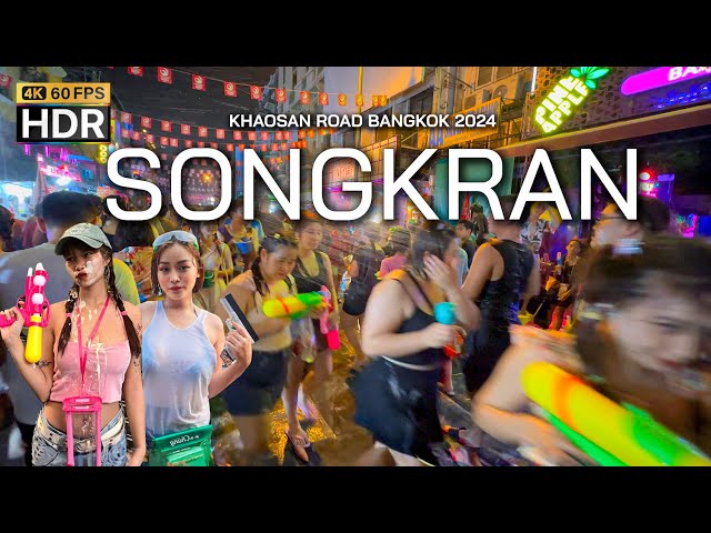 🇹🇭 4K HDR | 2024 Bangkok Songkran festival at Khaosan road | 13 April