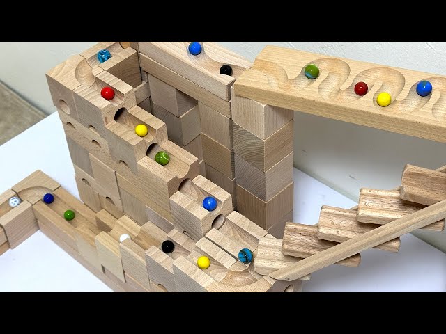 Wooden marble run ☆ Cubolo stairs & moving stairs slope, a fun course!