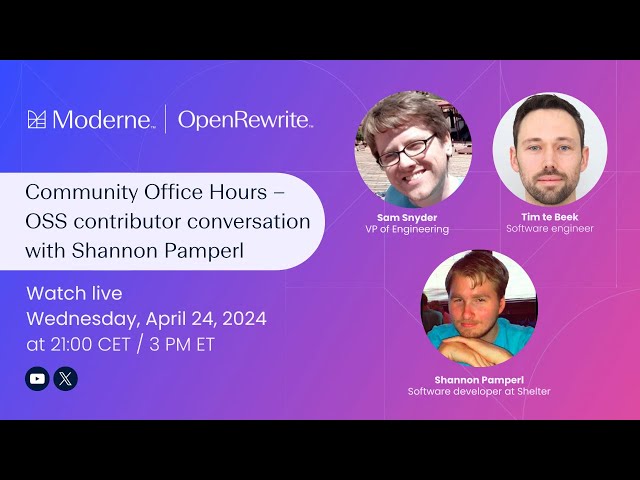 Community Office Hours | OSS contributor conversation with Shannon Pamperl