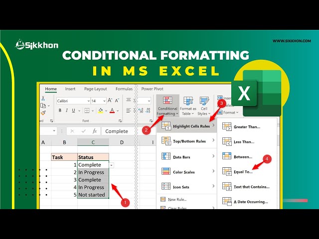 Highlight cells Conditional Formatting in MS Excel | English | Free | Sikkhon
