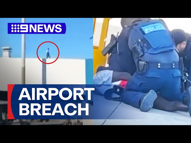 Security breach at Sydney International Airport after man found on tarmac | 9 News Australia