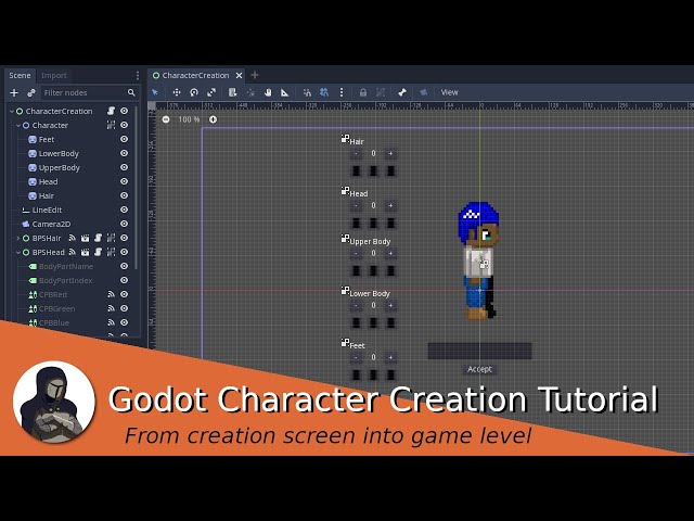 From character creation screen to game level (Godot Tutorial)