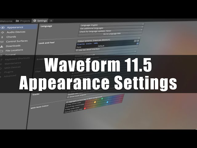 Tracktion Waveform 11.5 - Explaining the Appearance Settings