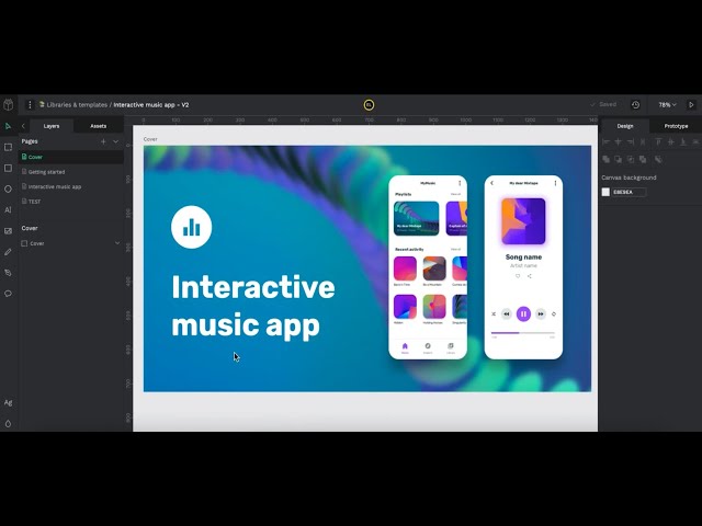 Interactive music app in Penpot - Prototyping