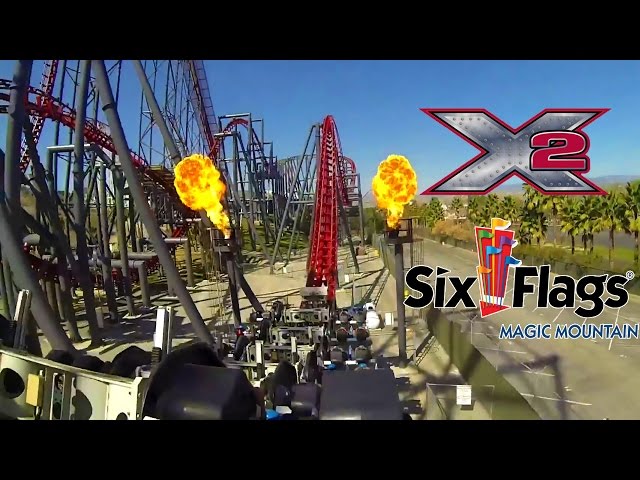 X2 Roller Coaster POV Six Flags Magic Mountain
