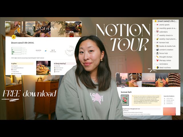 Notion Tour *Free Download* - Minimal, Functional, Sustainable & Aesthetic Notion Template 💌