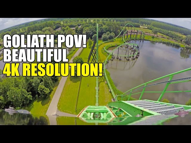 Goliath Roller Coaster 4K POV Walibi Holland - Amazing Footage!