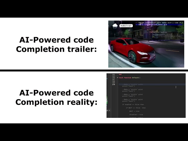 AI-Powered code Completion trailer VS reality